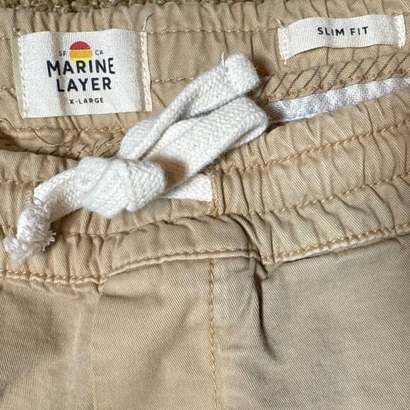 Marine Layer Jogger Pants Men XL Tan Saturday Joggers Slim Fit Twill Sustainable - Picture 2 of 11